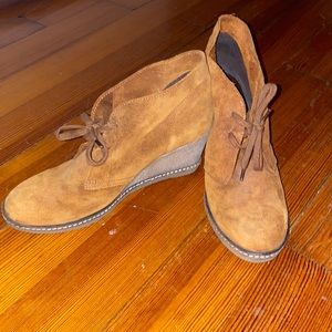 J. Crew suede lace up ankle wedges